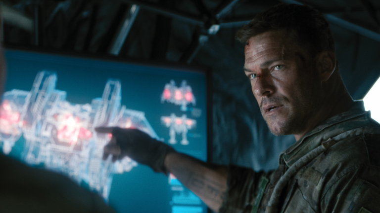 War Machine. Alan Ritchson as 81 in War Machine. Cr. Netflix © 2026.